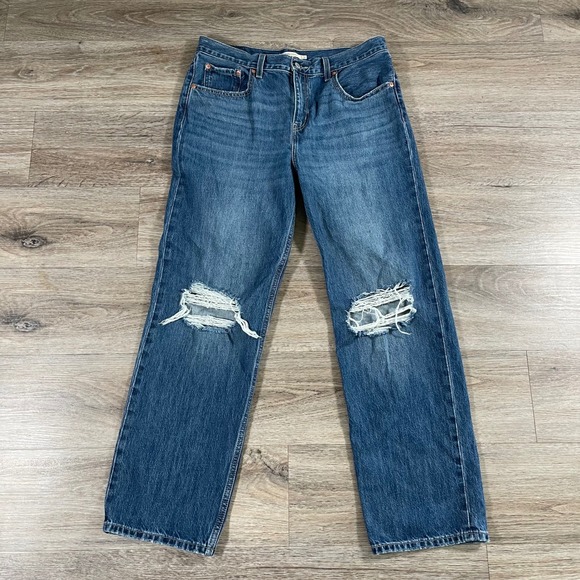 Levi's Women's Jeans Low Pro‎ Straight Denim Distressed Size 31 Blue - Picture 1 of 9